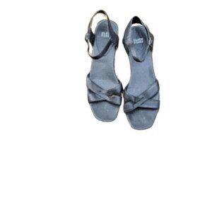 Eileen Fisher Black Wedge Ankle Strap Sandals 11